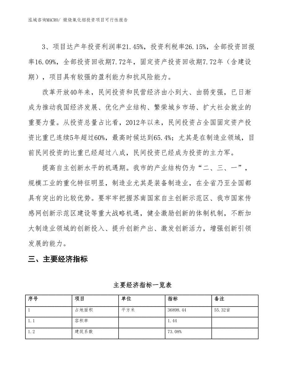 （项目申请）煅烧氧化铝投资项目可行性报告_第5页