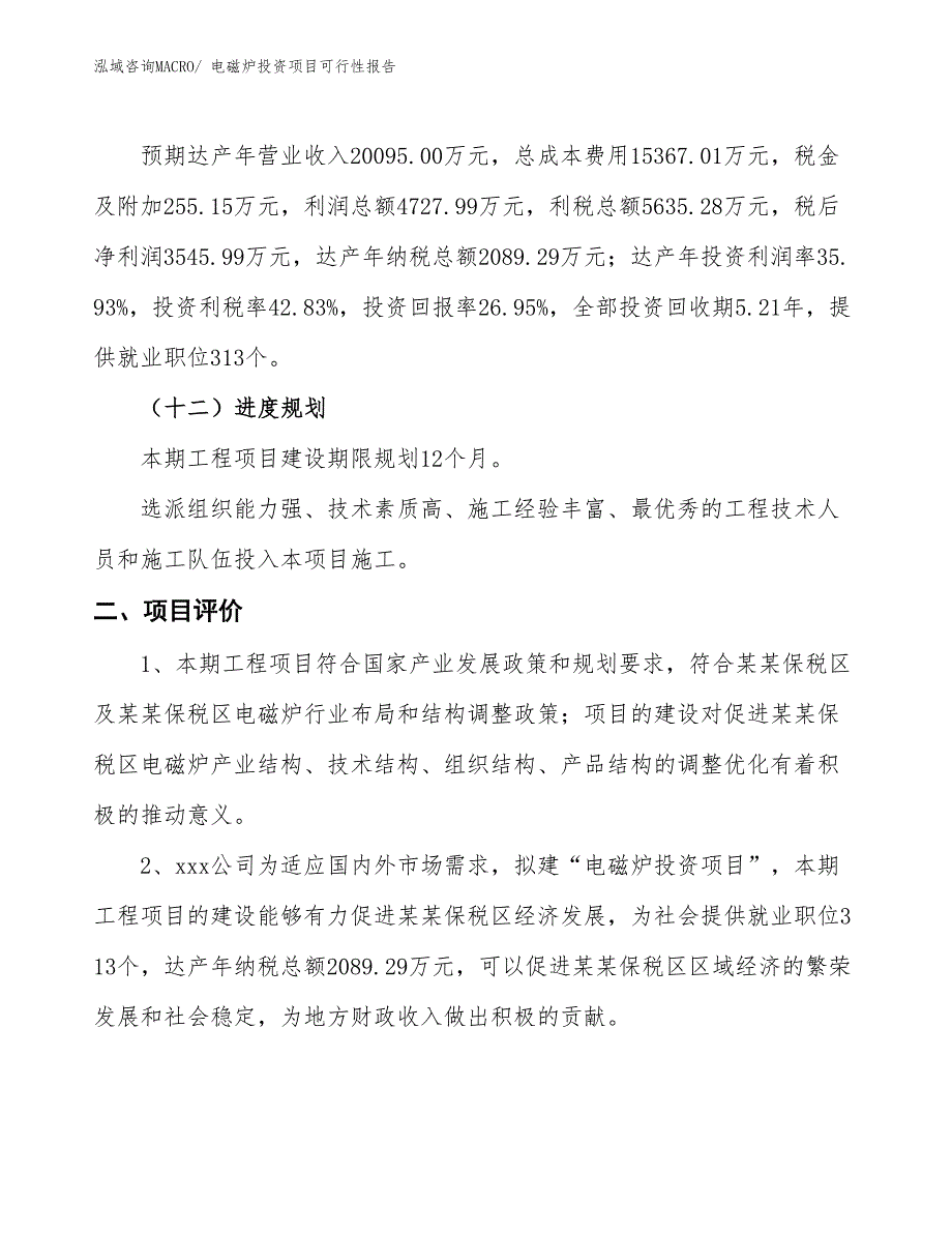 （项目申请）电磁炉投资项目可行性报告_第4页