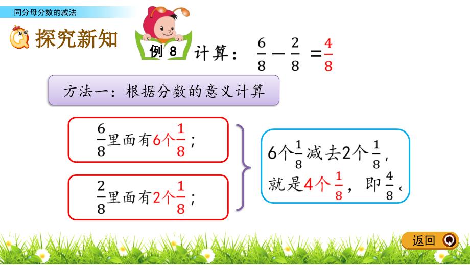 三年级下册数学课件-6.6同分母分数的减法 北京版（2014秋）(共13张_第4页