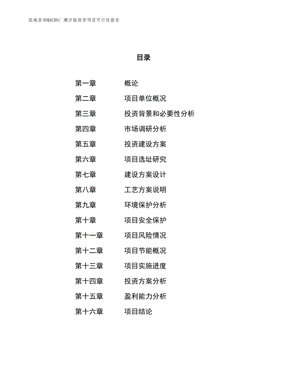 （项目申请）潮汐能投资项目可行性报告_第1页