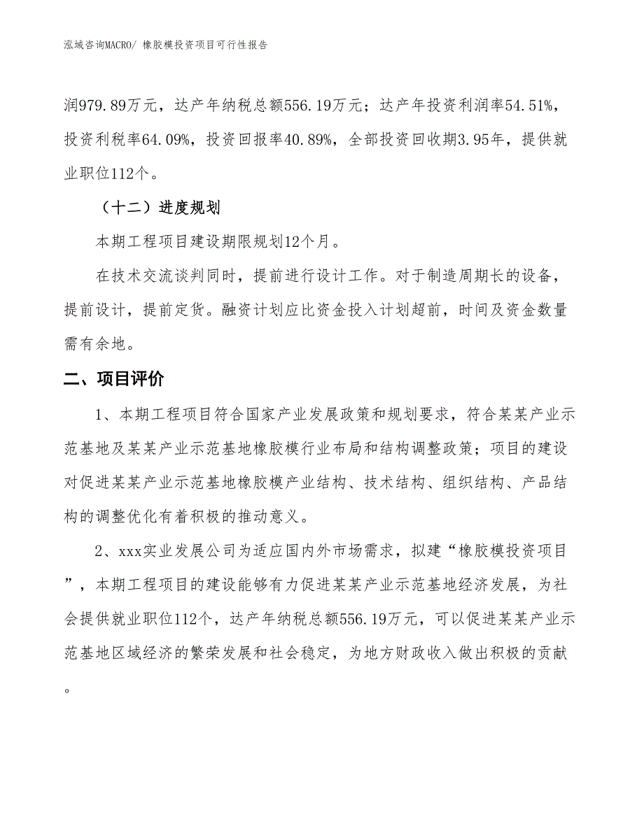 （项目申请）橡胶模投资项目可行性报告_第4页