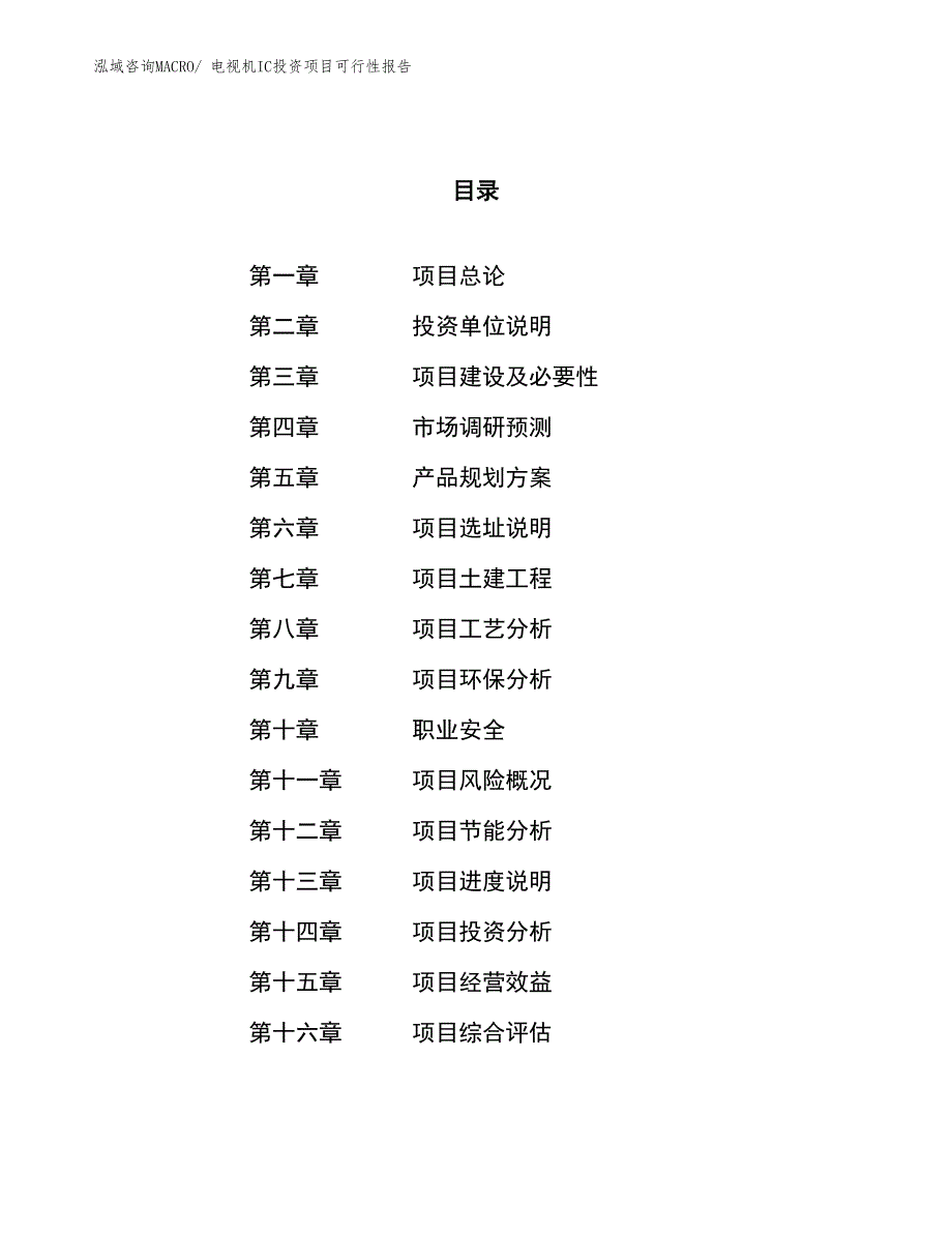 （项目申请）电视机IC投资项目可行性报告_第1页