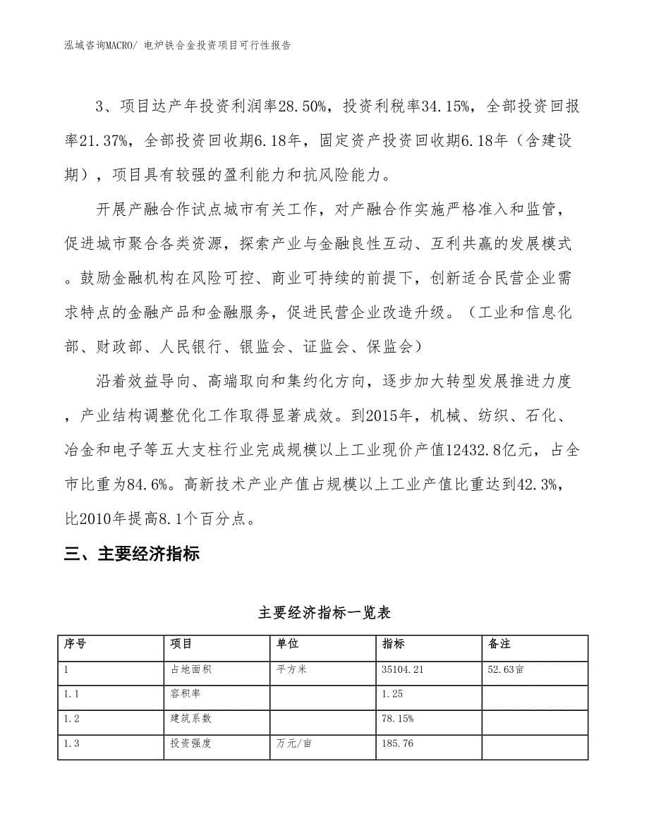 （项目申请）电炉铁合金投资项目可行性报告_第5页