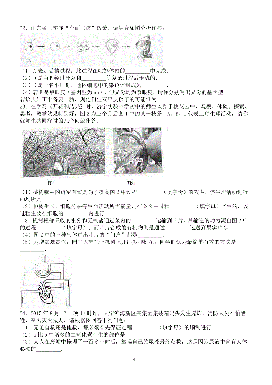 2016年山东省济宁市中考生物试卷含答案解析_第4页