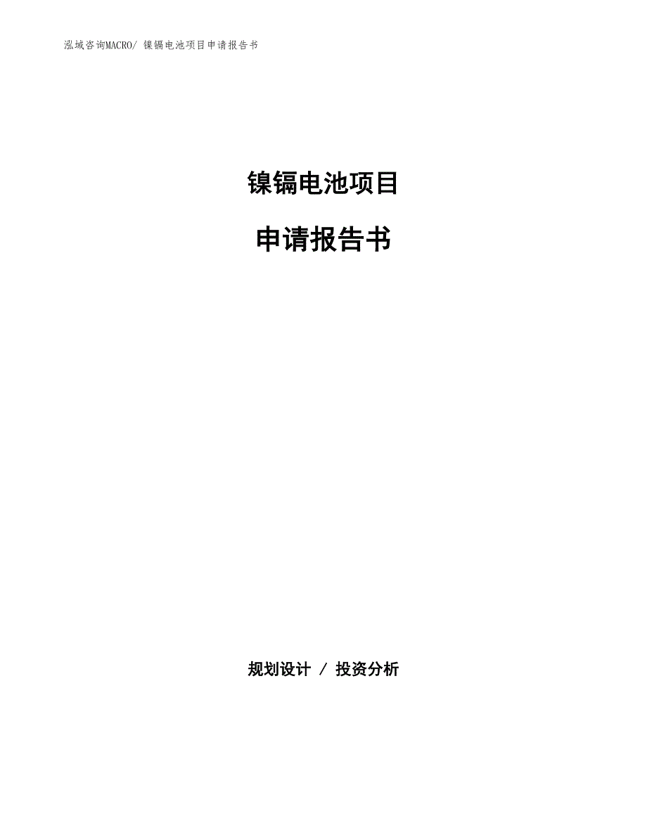 镍镉电池项目申请报告书_第1页