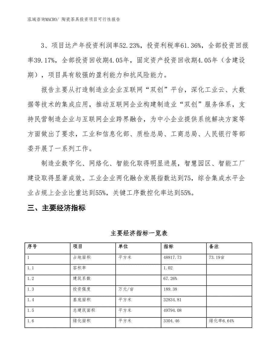 （项目申请）陶瓷茶具投资项目可行性报告_第5页