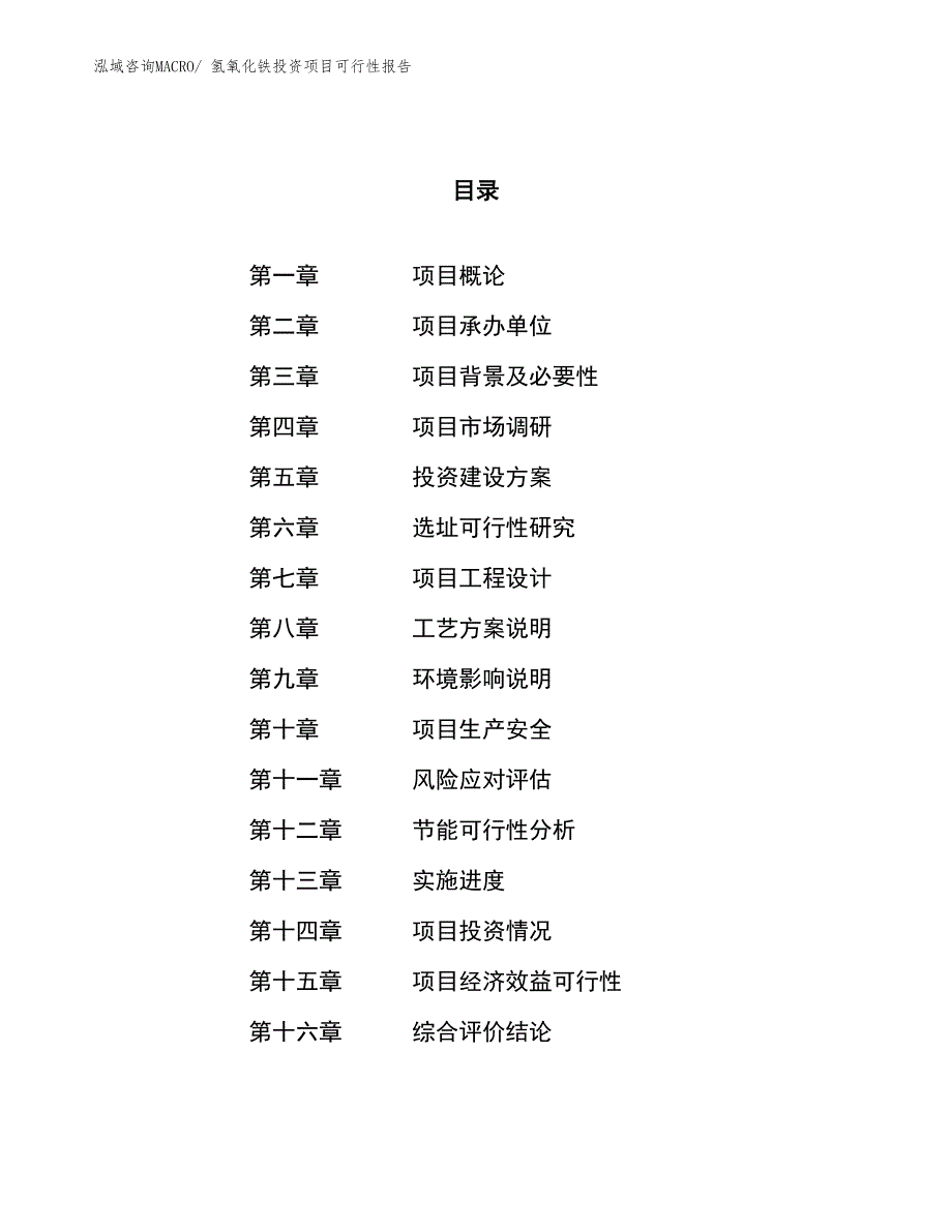 （项目申请）氢氧化铁投资项目可行性报告_第1页