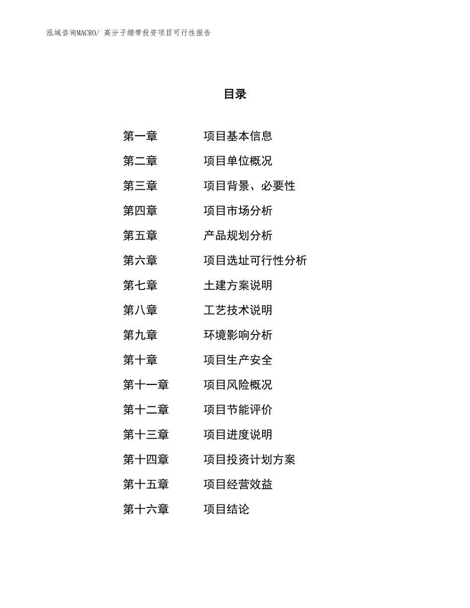 （项目申请）高分子绷带投资项目可行性报告_第1页