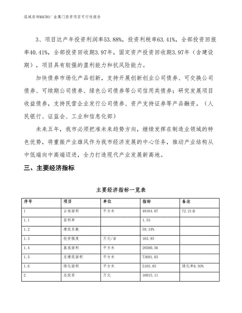 （项目申请）金属门投资项目可行性报告_第5页