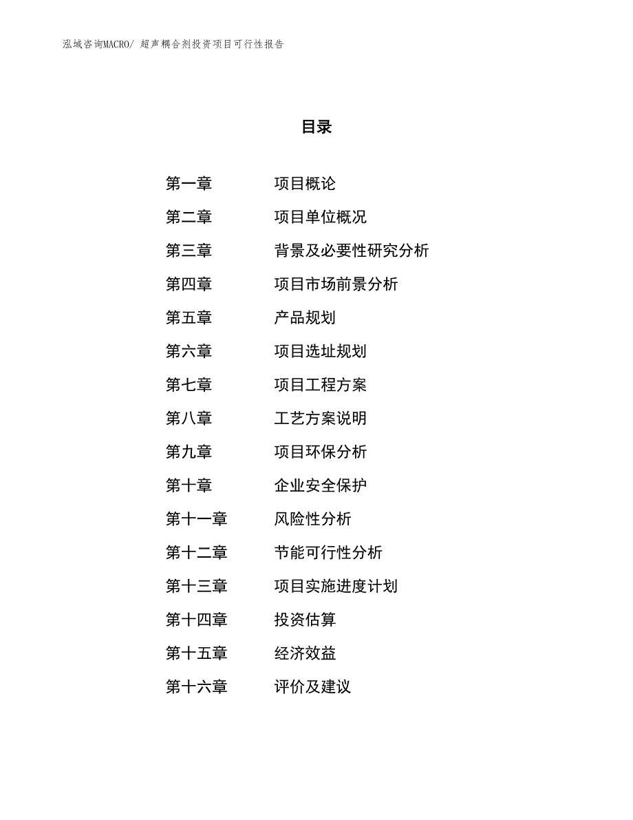 （项目申请）超声耦合剂投资项目可行性报告_第1页