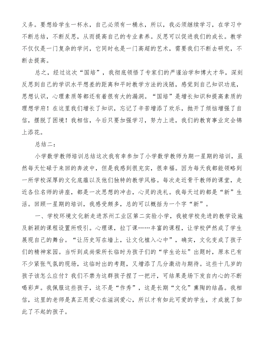 小学数学教师培训总结[优质范文]_第2页