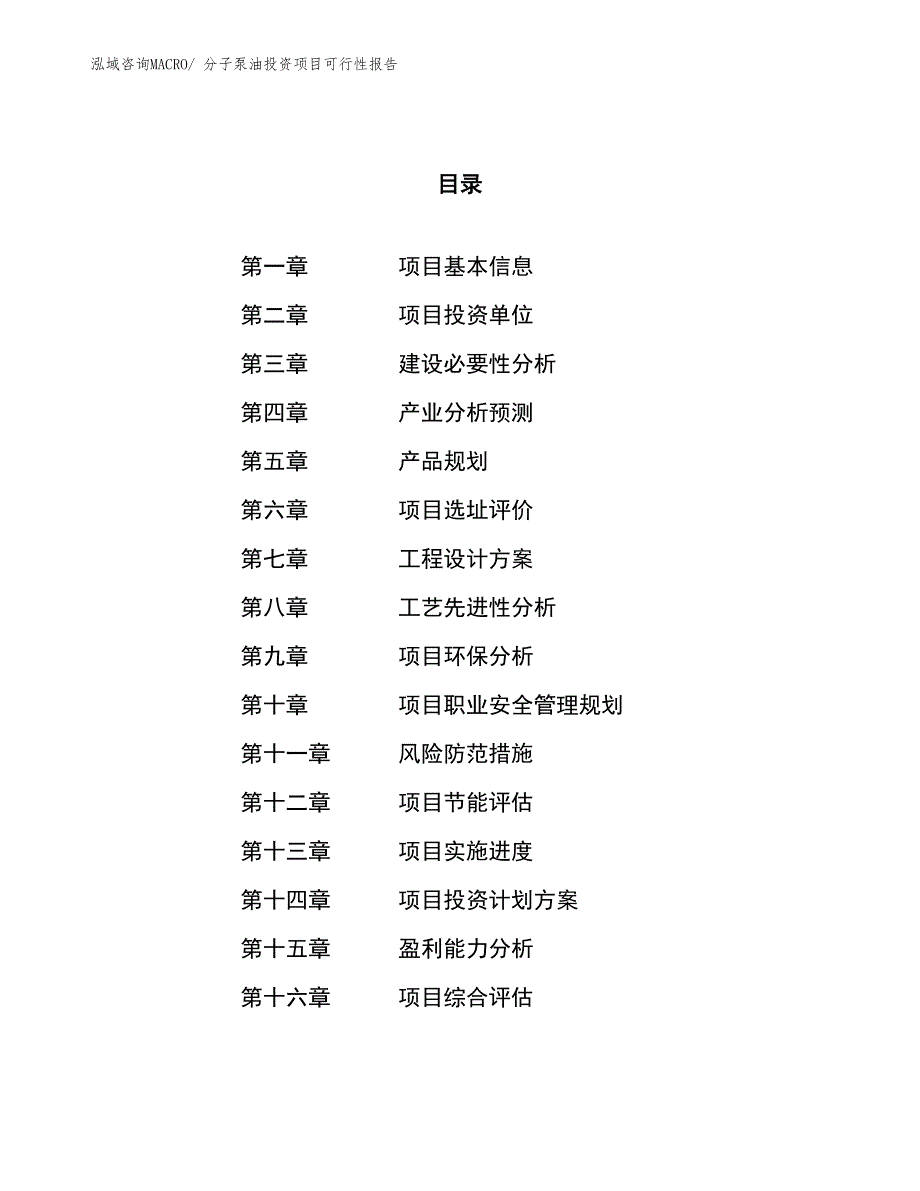 （项目申请）分子泵油投资项目可行性报告_第1页