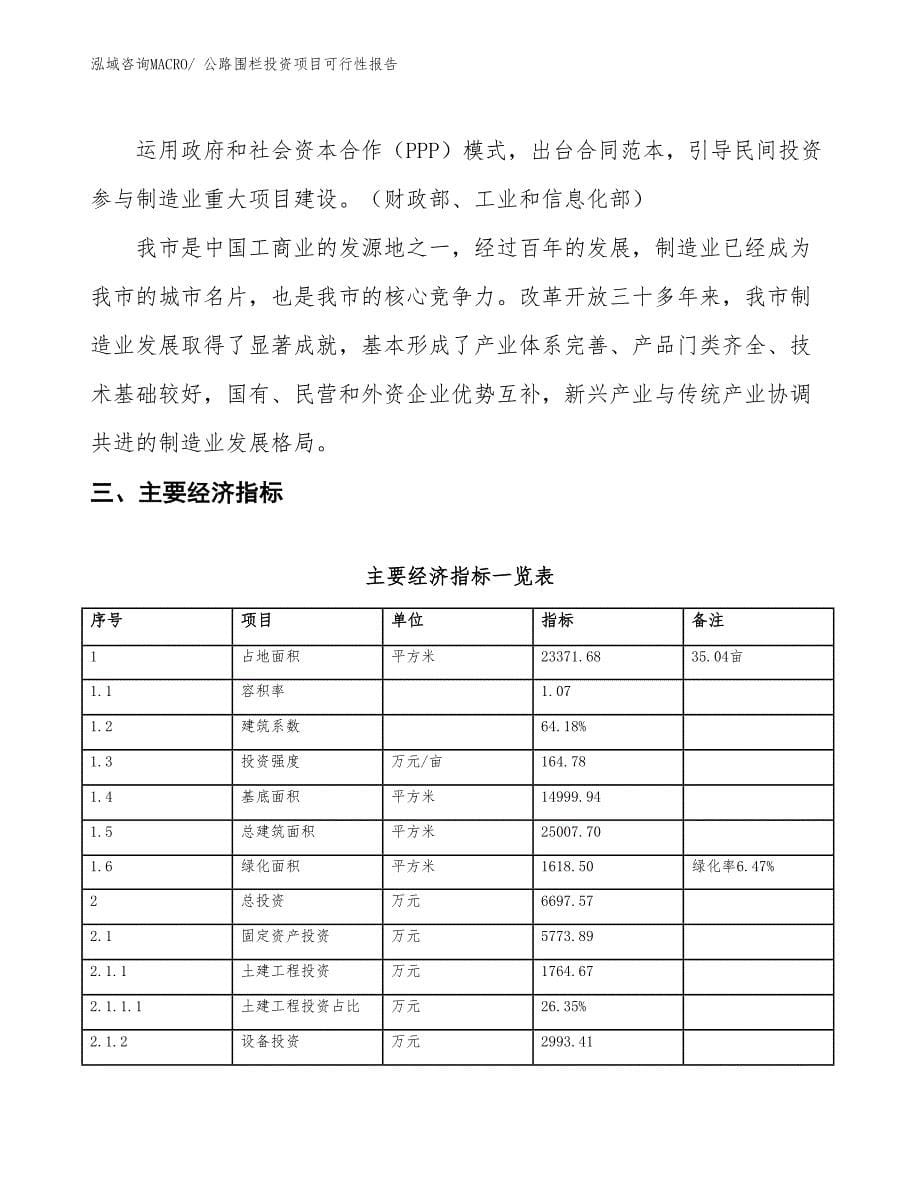 （项目申请）公路围栏投资项目可行性报告_第5页