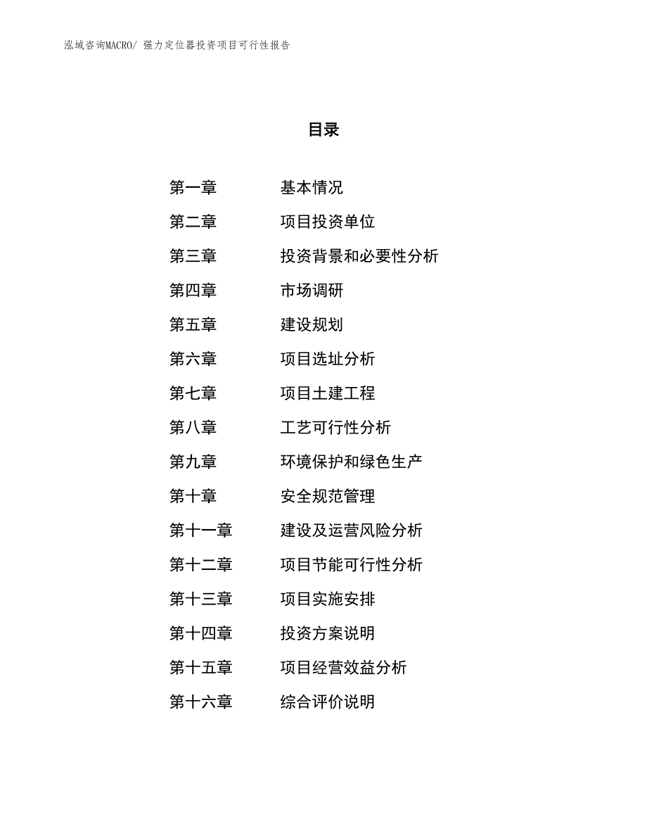 （项目申请）强力定位器投资项目可行性报告_第1页