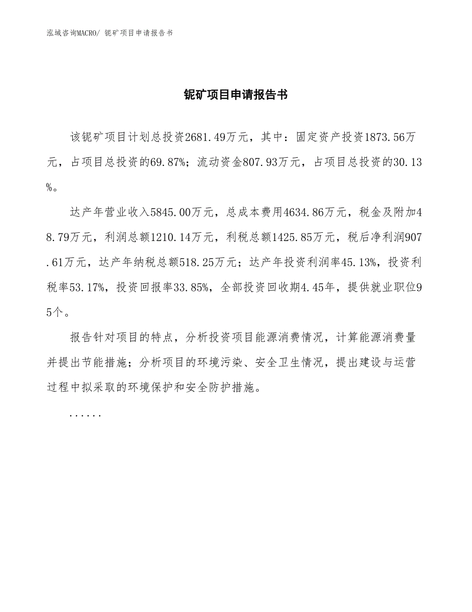 铌矿项目申请报告书_第2页