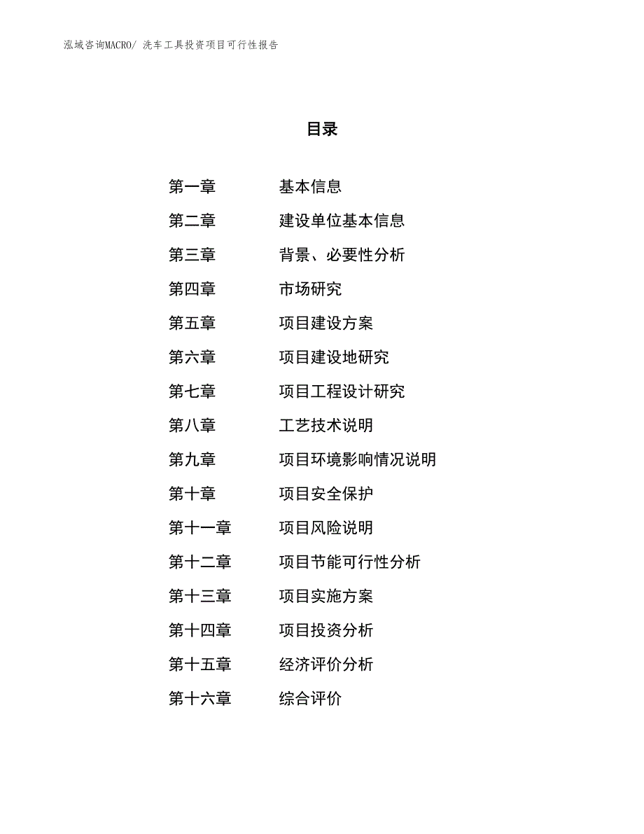 （项目申请）洗车工具投资项目可行性报告_第1页