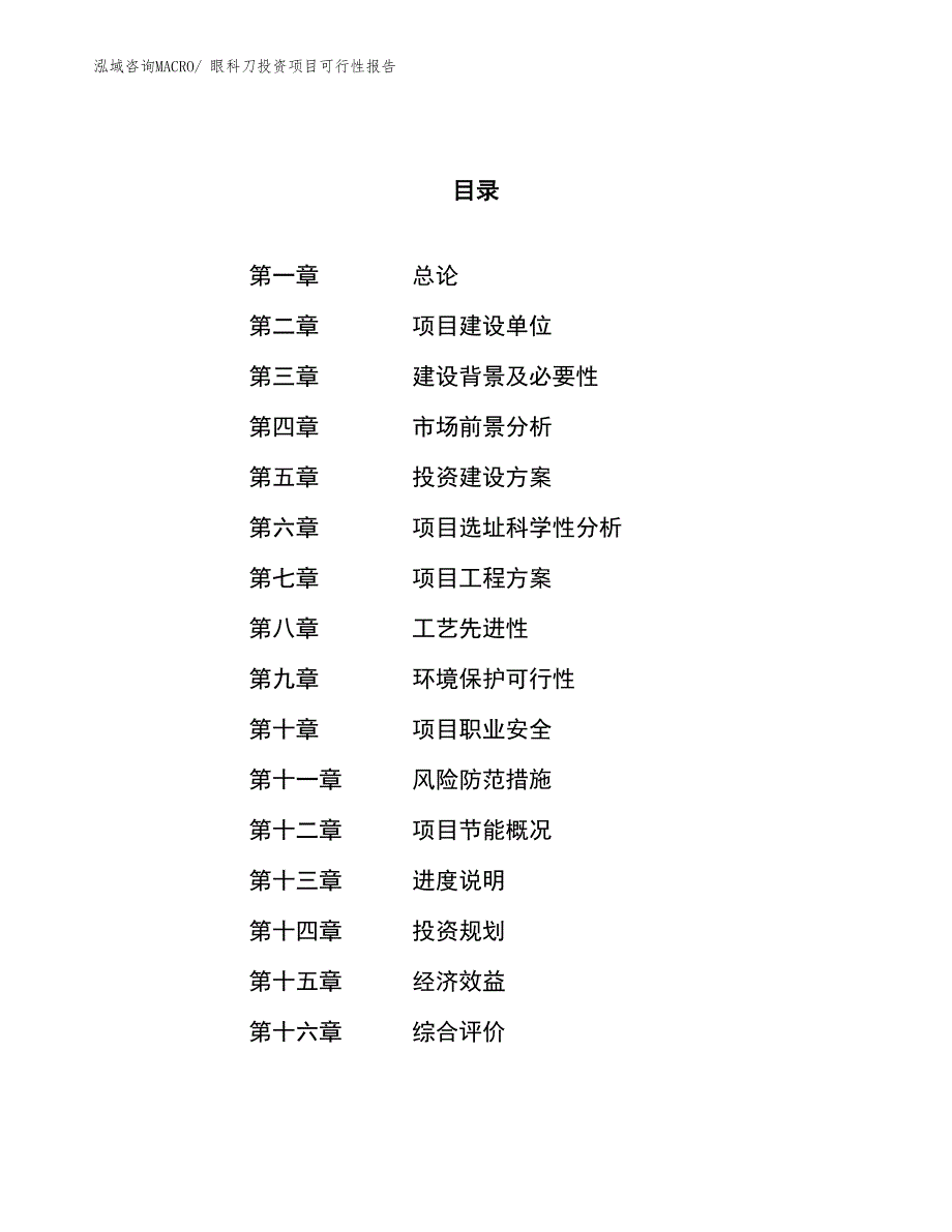 （项目申请）眼科刀投资项目可行性报告_第1页