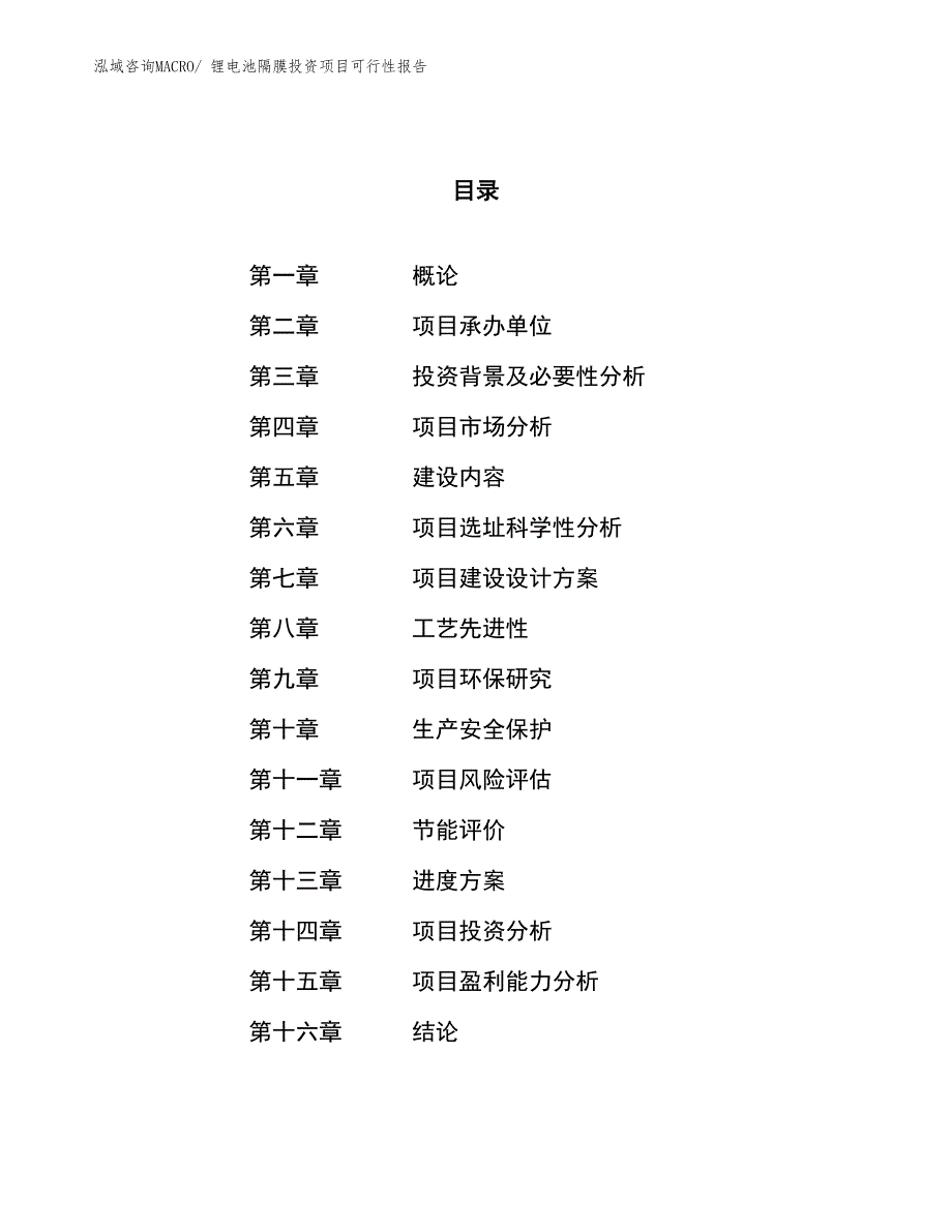 （项目申请）锂电池隔膜投资项目可行性报告_第1页