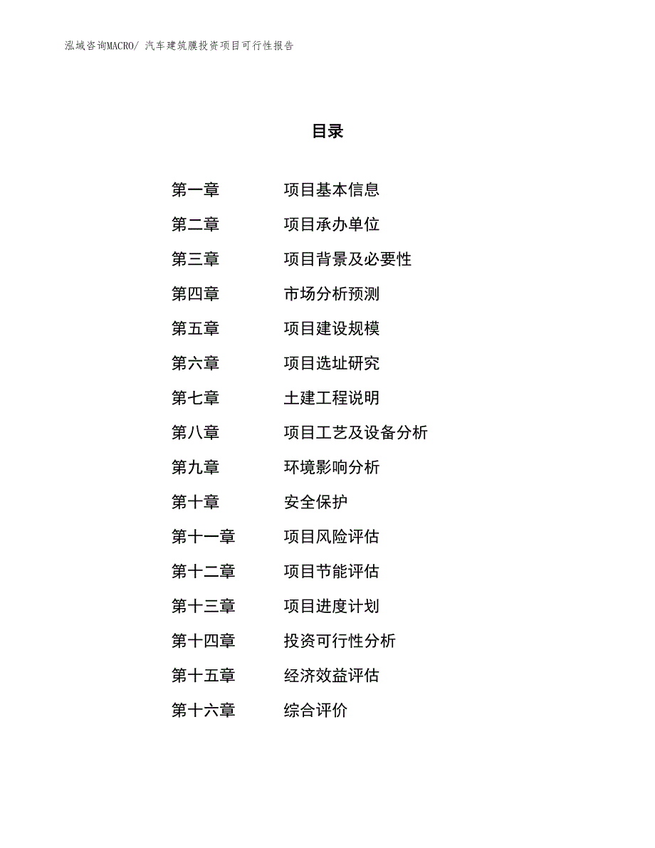 （项目申请）汽车建筑膜投资项目可行性报告_第1页