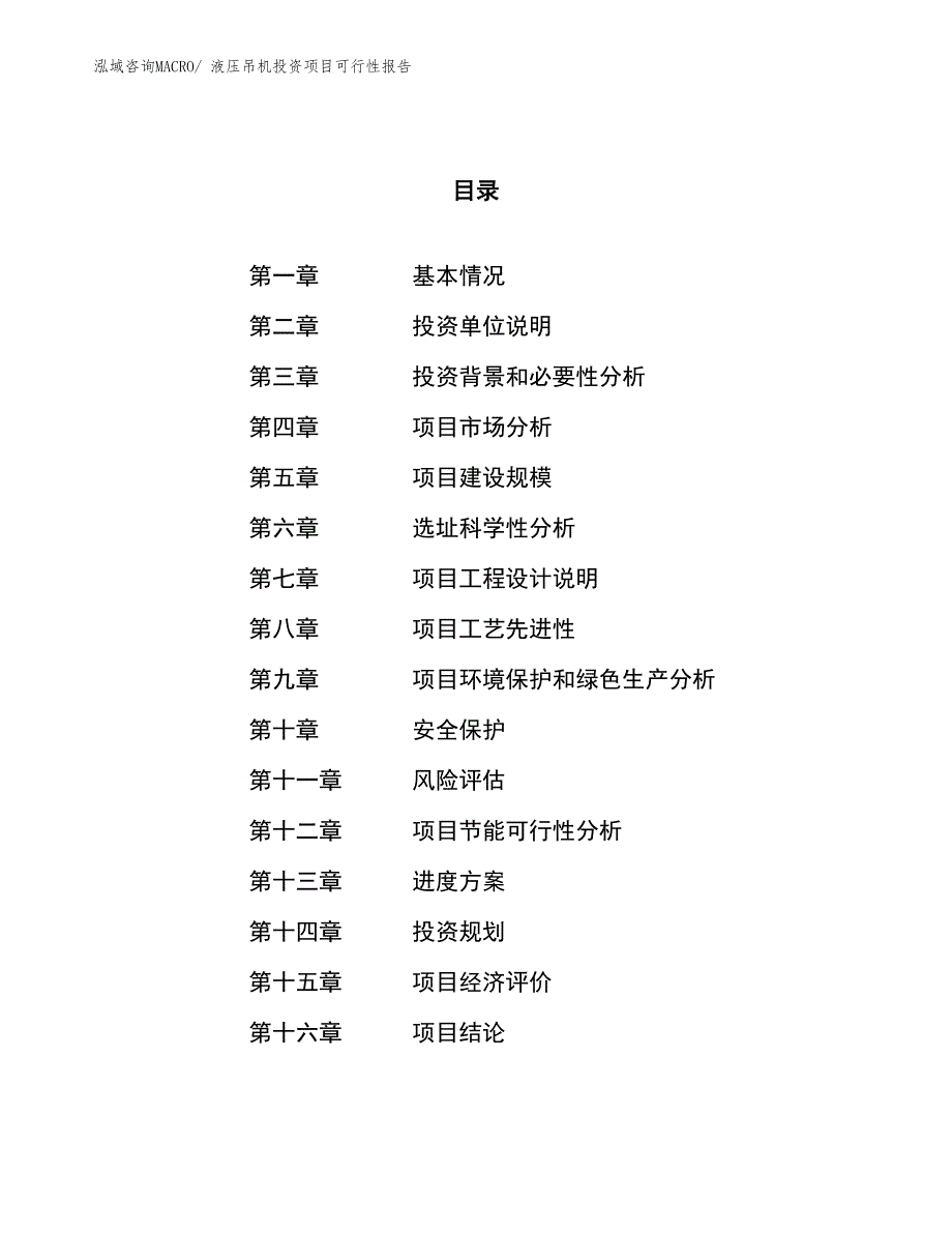 （项目申请）液压吊机投资项目可行性报告_第1页