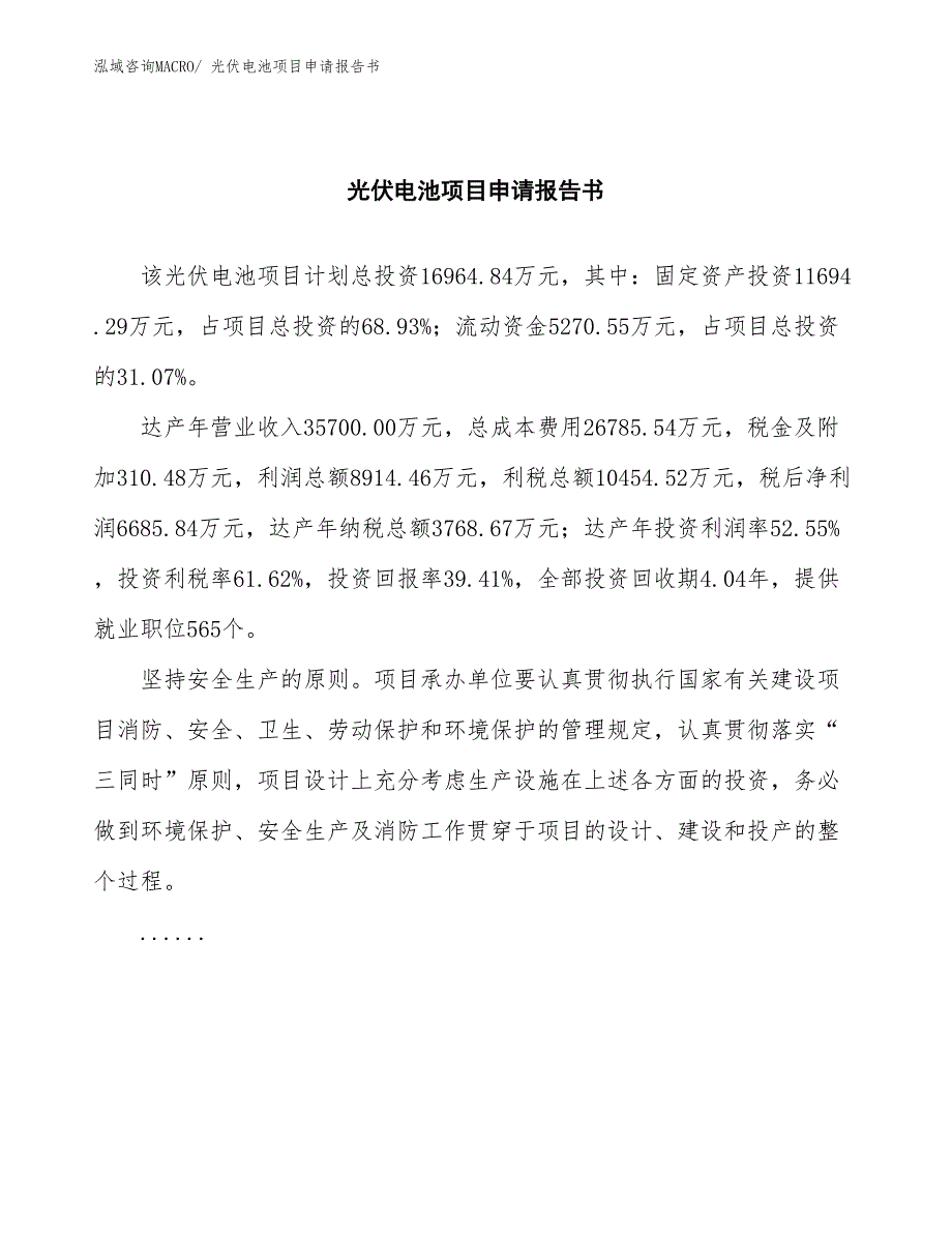 光伏电池项目申请报告书_第2页