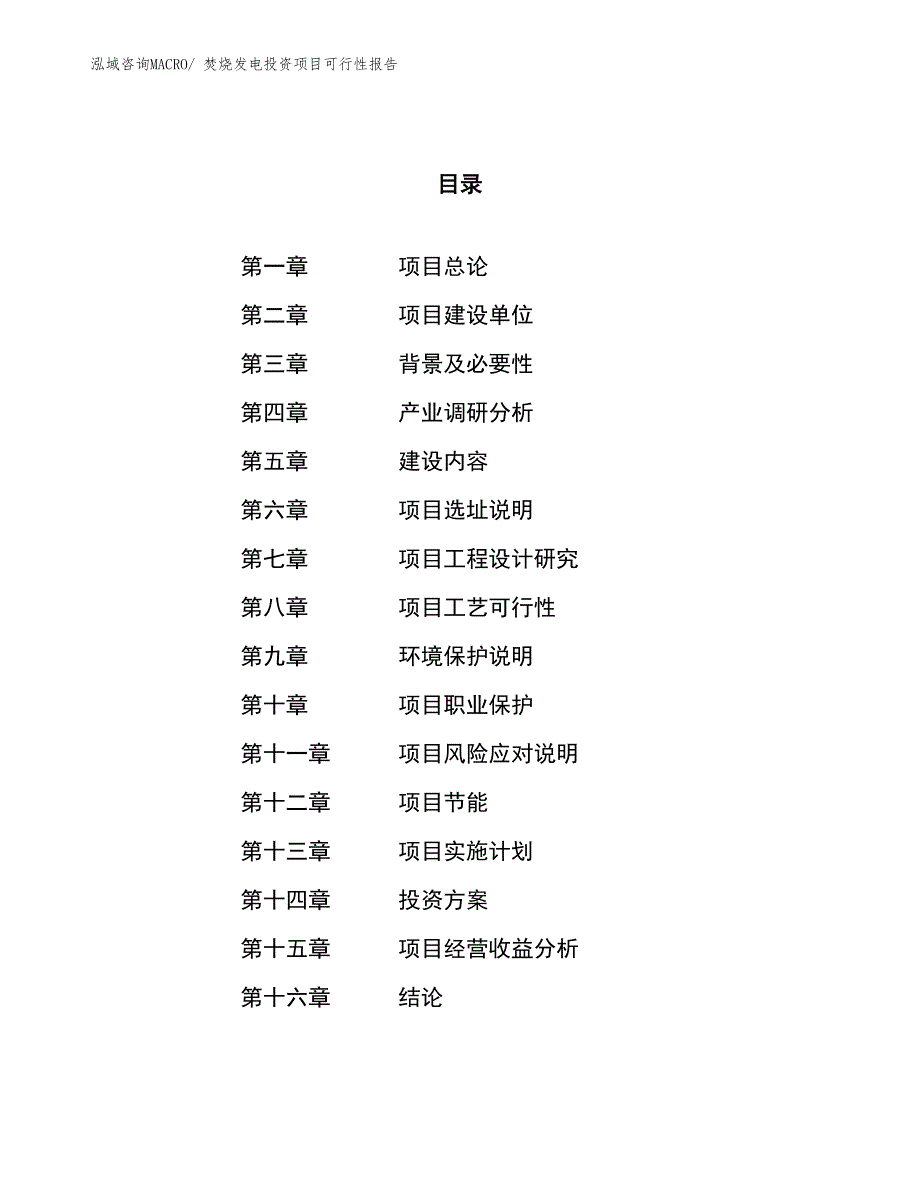 （项目申请）焚烧发电投资项目可行性报告_第1页