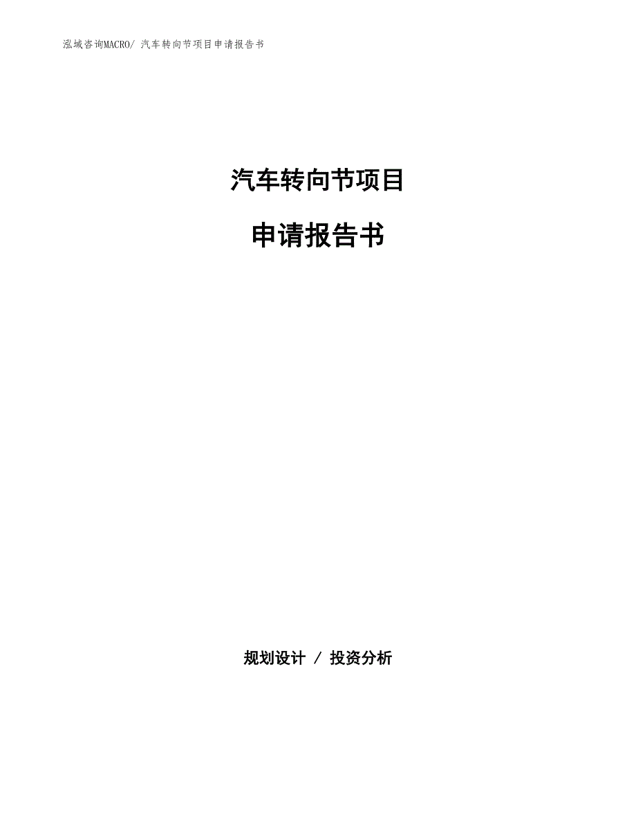 汽车转向节项目申请报告书 (1)_第1页