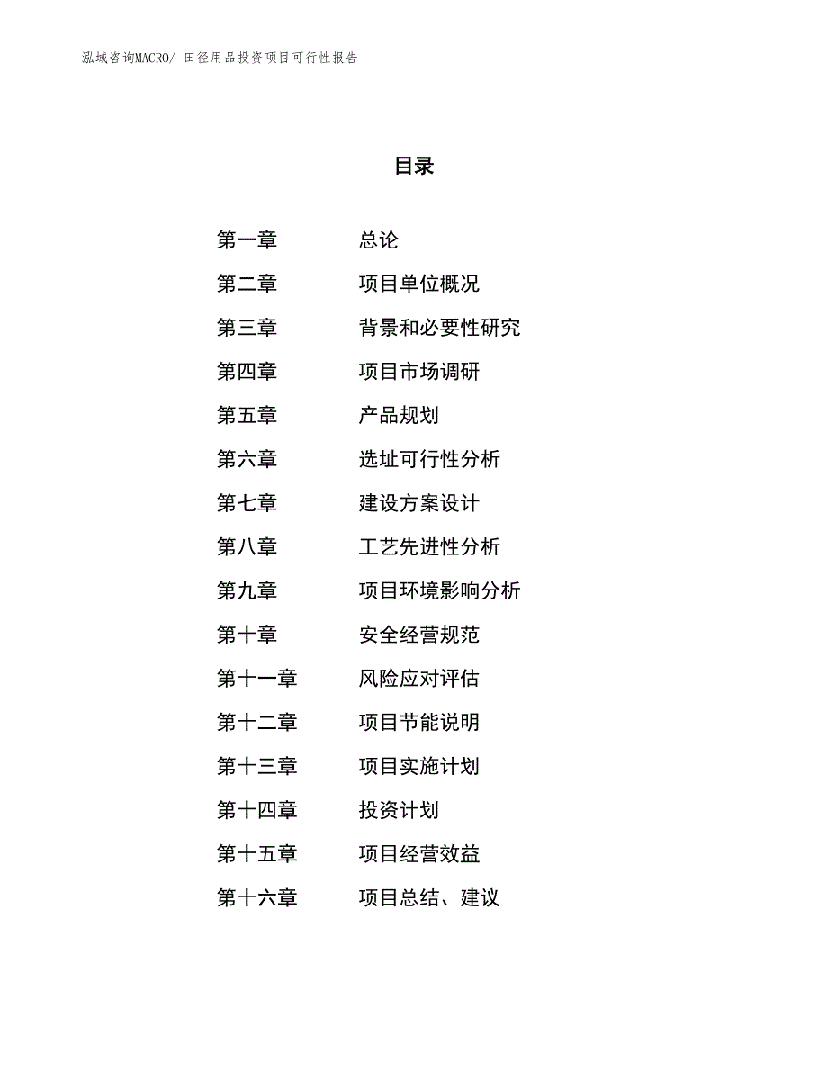 （项目申请）田径用品投资项目可行性报告_第1页