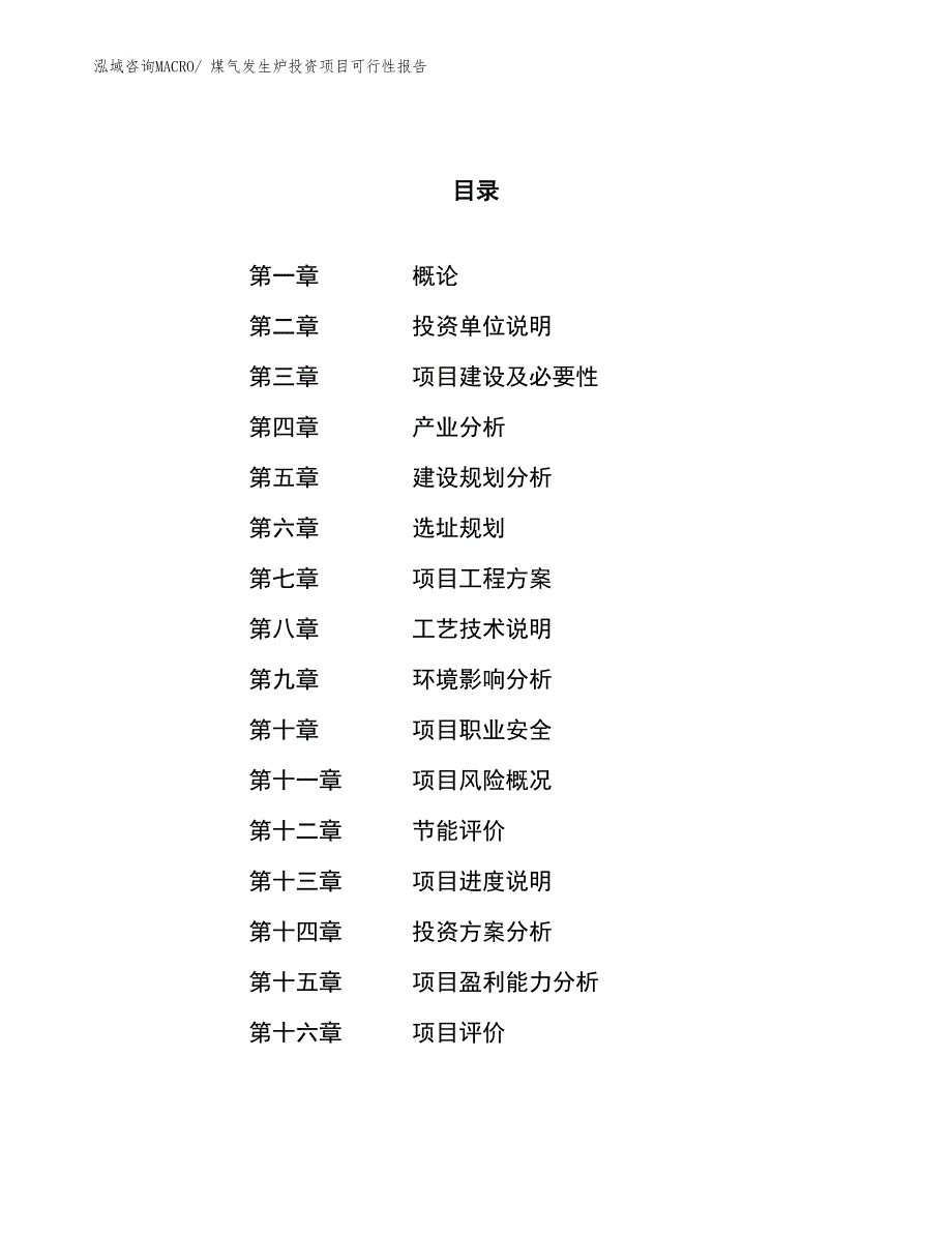 （项目申请）煤气发生炉投资项目可行性报告_第1页