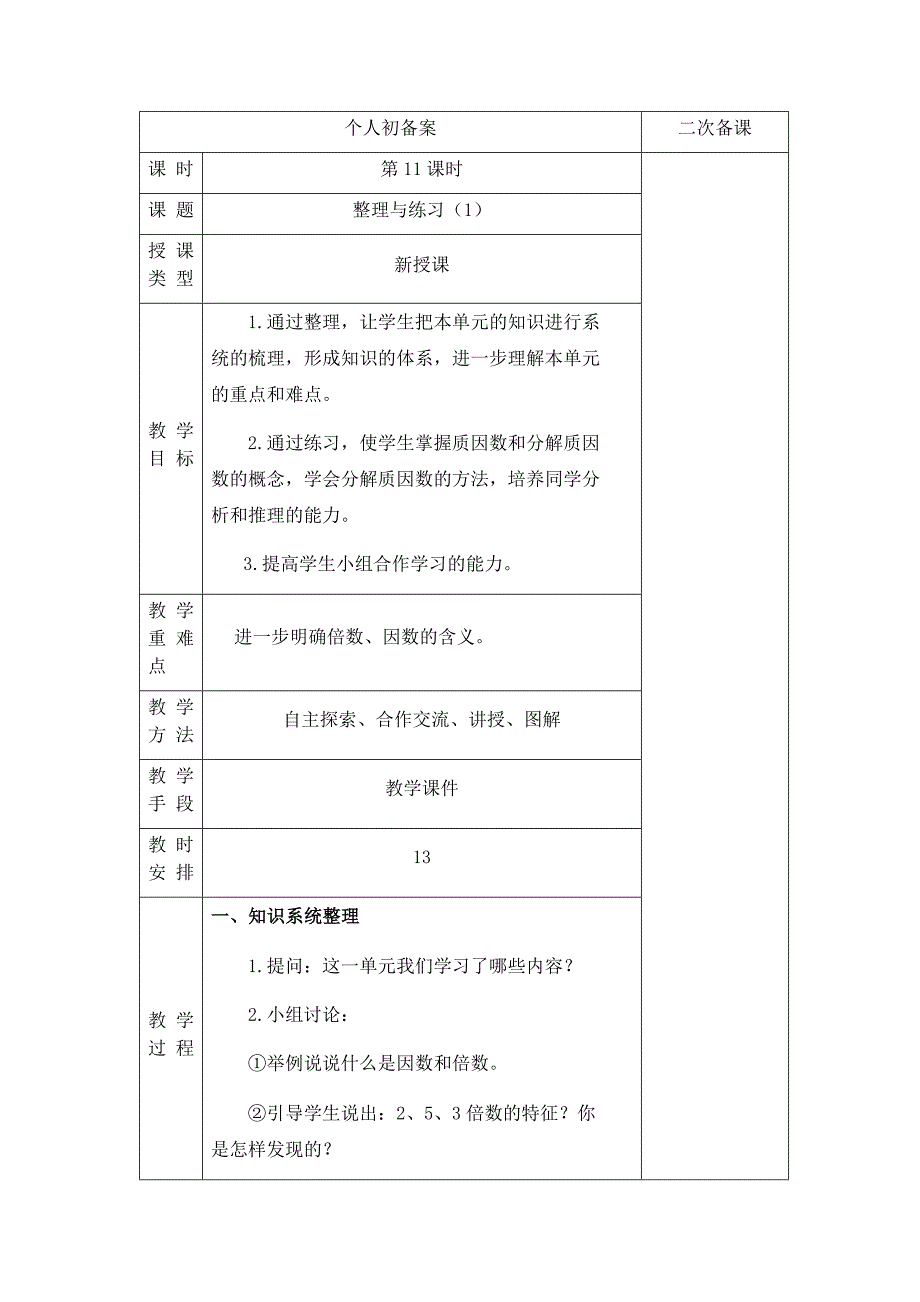 江苏版 五年级数学下册 整理与练习（1）_第1页