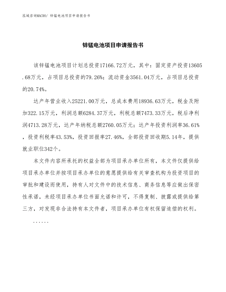 锌锰电池项目申请报告书_第2页