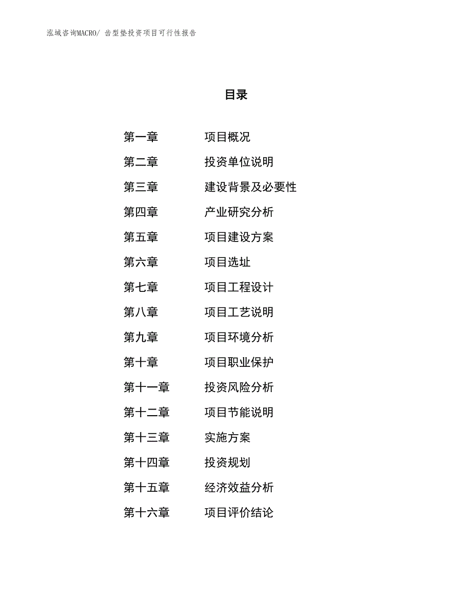 （项目申请）齿型垫投资项目可行性报告_第1页