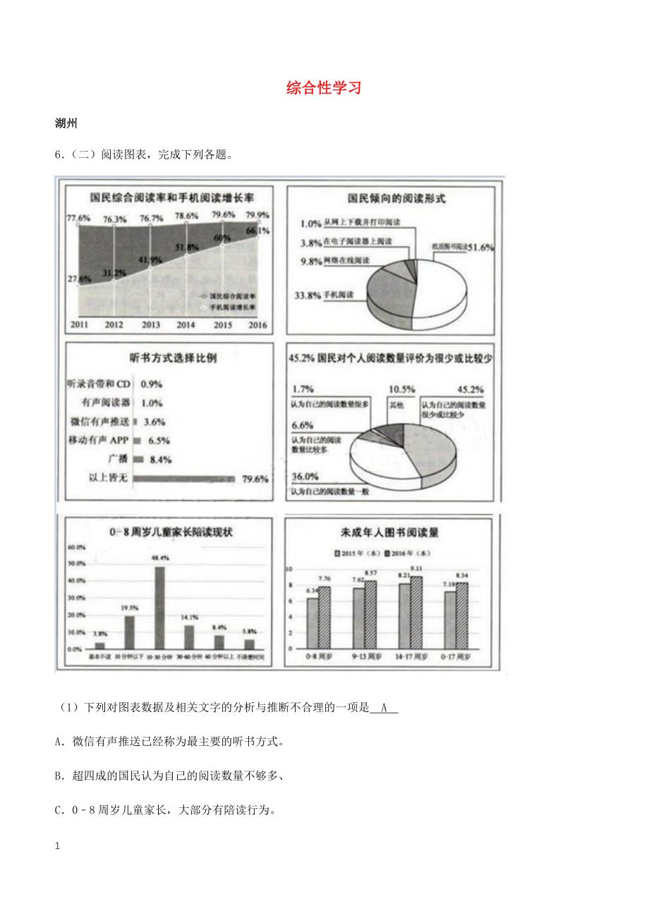 浙江省12市2017年中考语文试卷按考点分项汇编综合性学习（含解析）_第1页