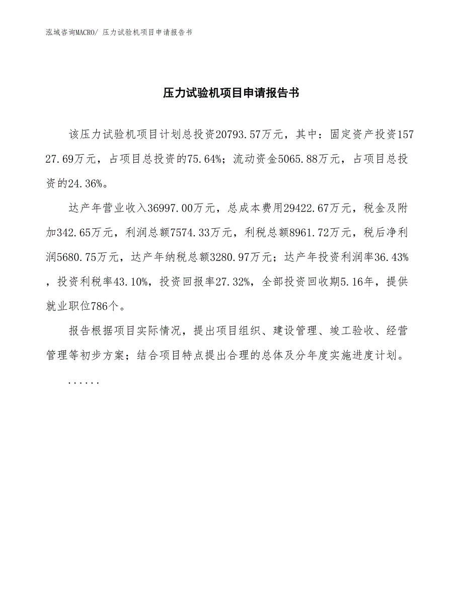 压力试验机项目申请报告书 (1)_第2页