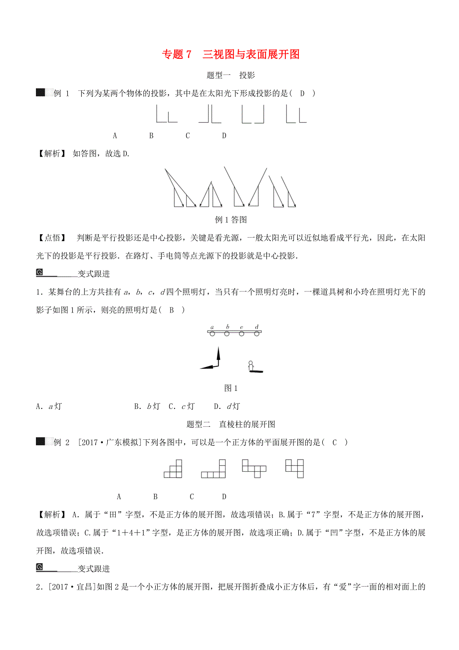 【浙教版】九年级数学下册期末高效复习专题7：三视图与表面展开图（含解析）_第1页