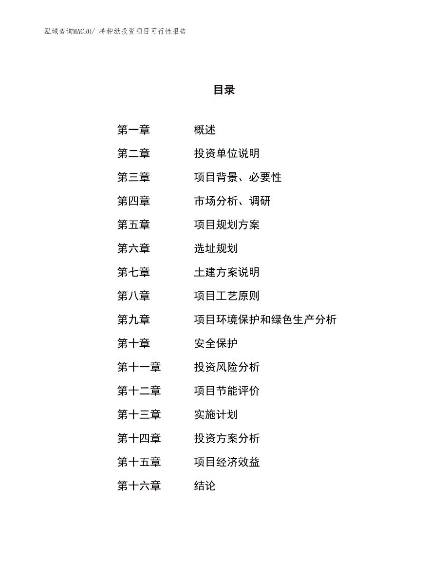 （项目申请）特种纸投资项目可行性报告_第1页