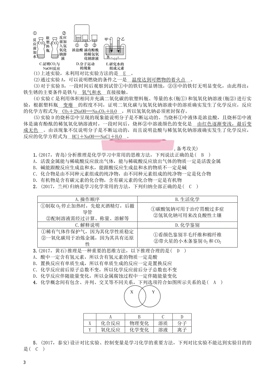 遵义专版2018中考化学总复习第2编重点题型突破篇专题六化学思想方法的应用精讲练习-有答案_第3页