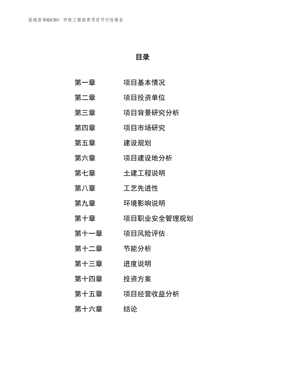 （项目申请）市政工程投资项目可行性报告_第1页