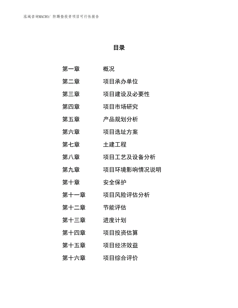 （项目申请）防踢垫投资项目可行性报告_第1页