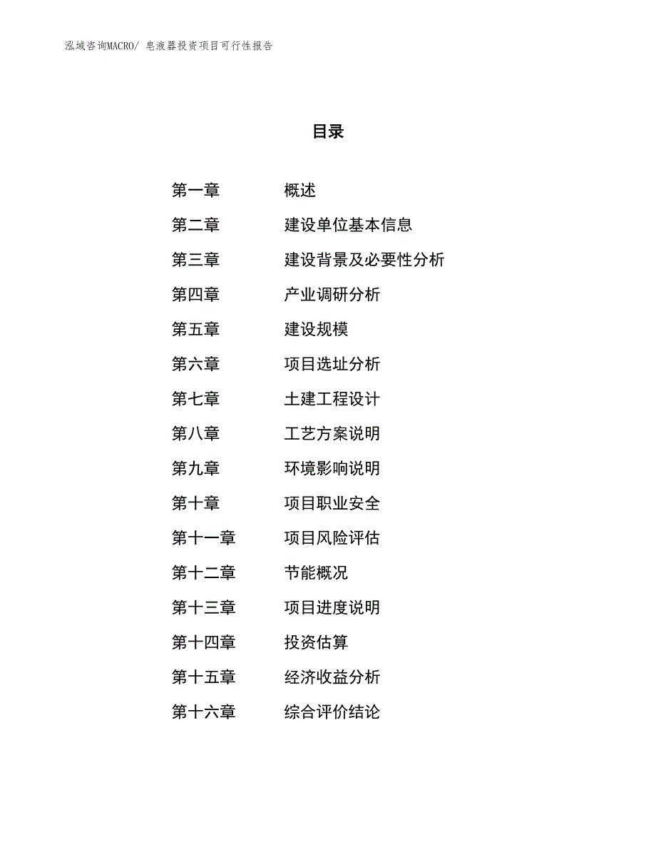 （项目申请）皂液器投资项目可行性报告_第1页