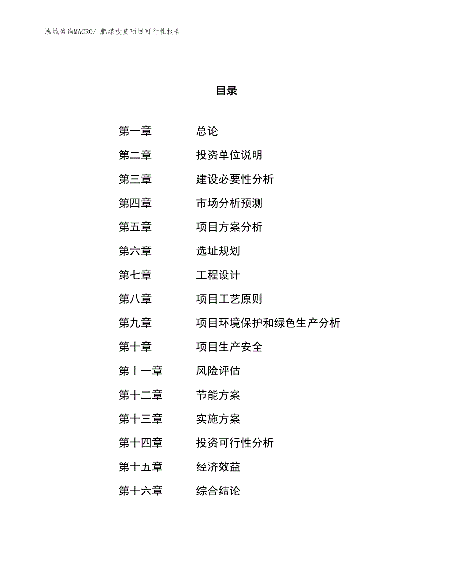 （项目申请）肥煤投资项目可行性报告_第1页