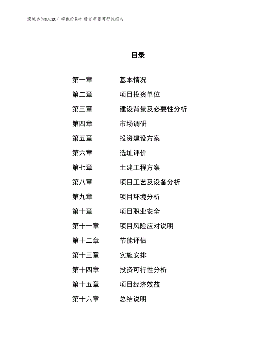 （项目申请）视像投影机投资项目可行性报告_第1页