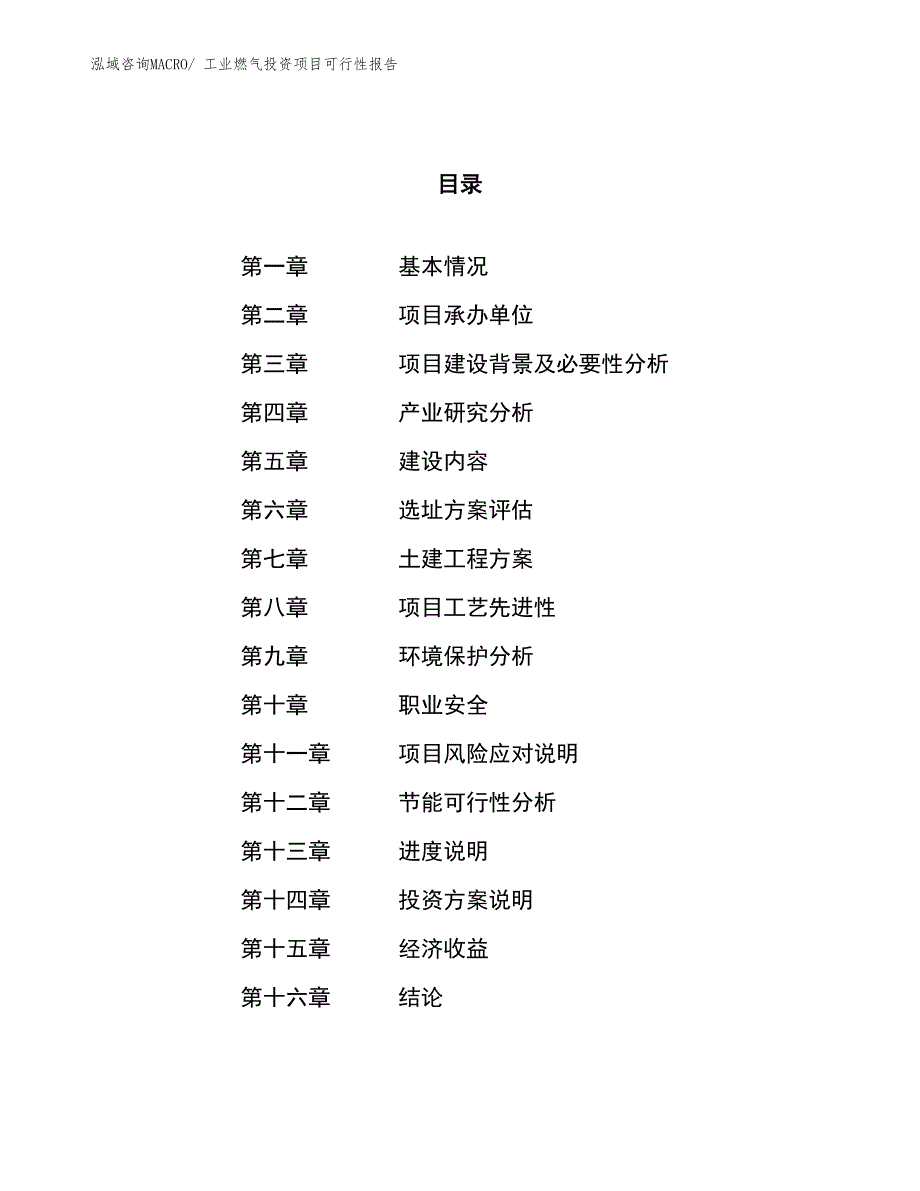 （项目申请）工业燃气投资项目可行性报告_第1页