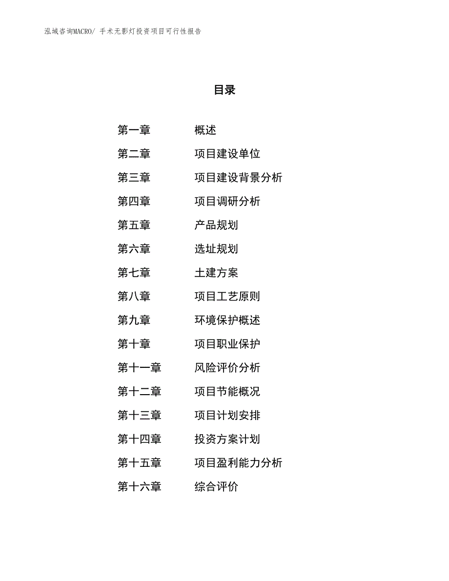 （项目申请）手术无影灯投资项目可行性报告_第1页