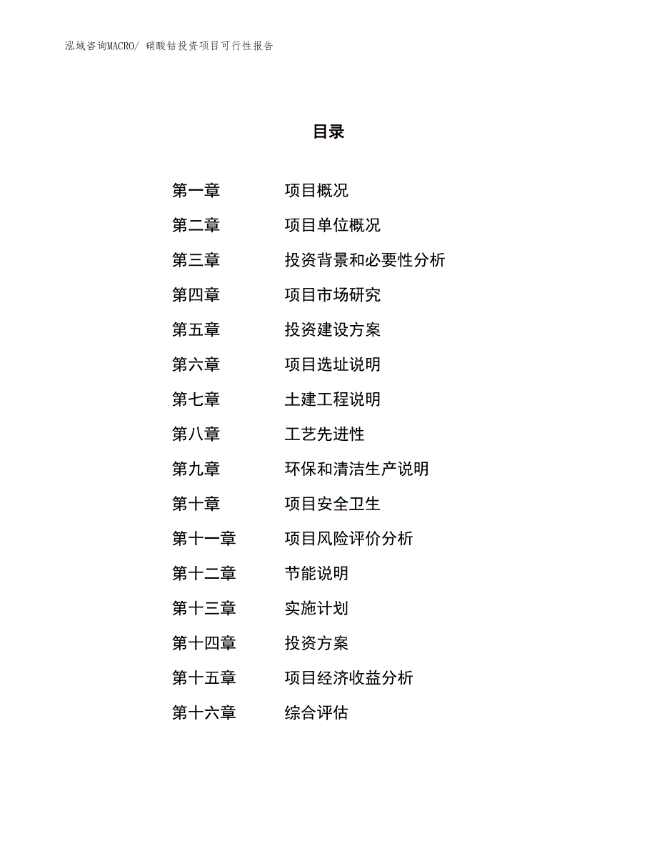 （项目申请）硝酸钴投资项目可行性报告_第1页