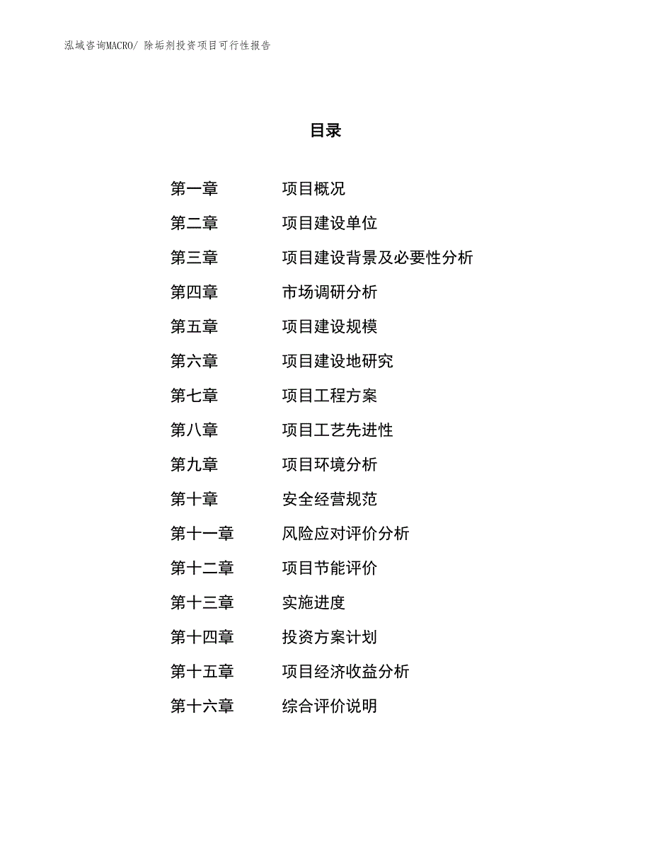 （项目申请）除垢剂投资项目可行性报告_第1页