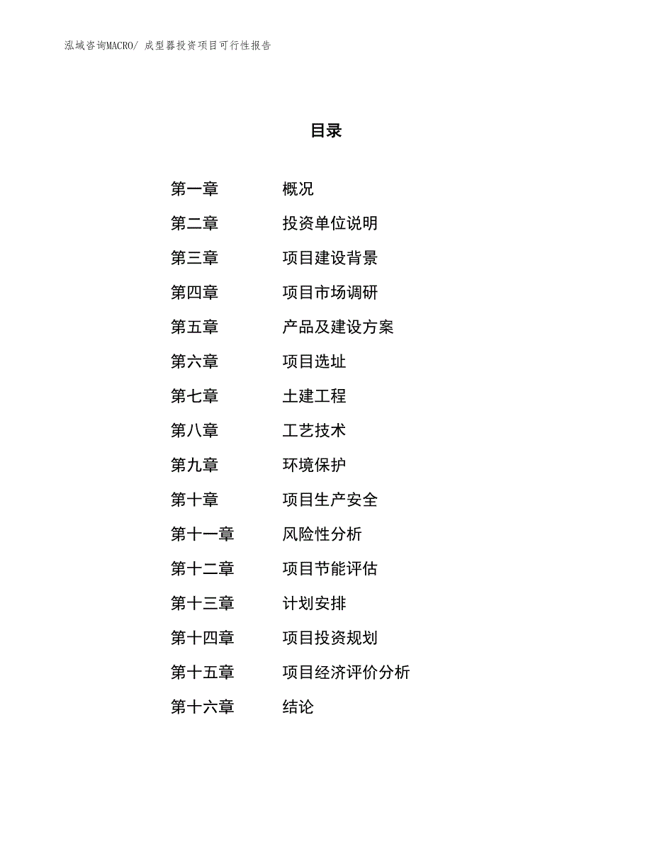 （项目申请）成型器投资项目可行性报告_第1页