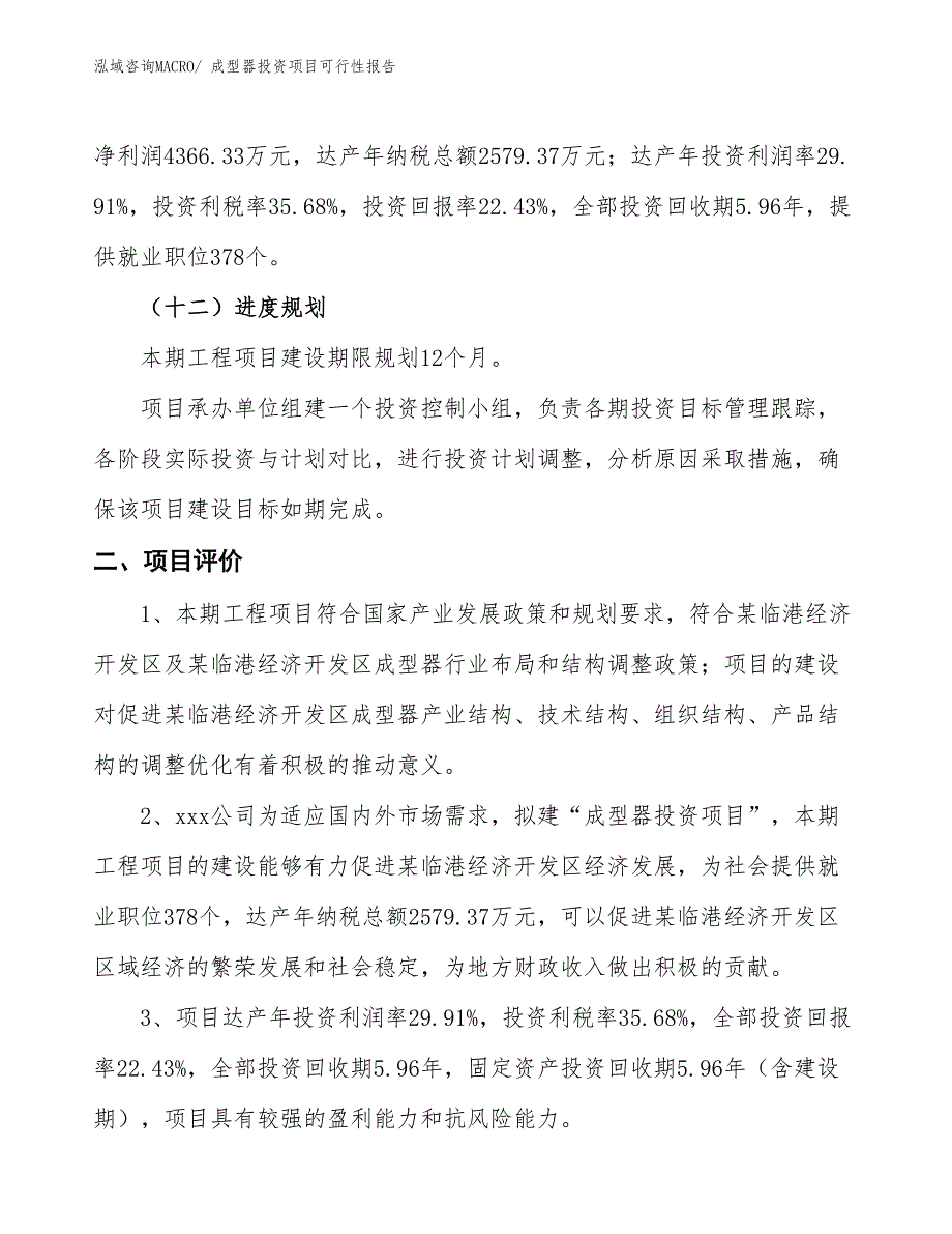 （项目申请）成型器投资项目可行性报告_第4页