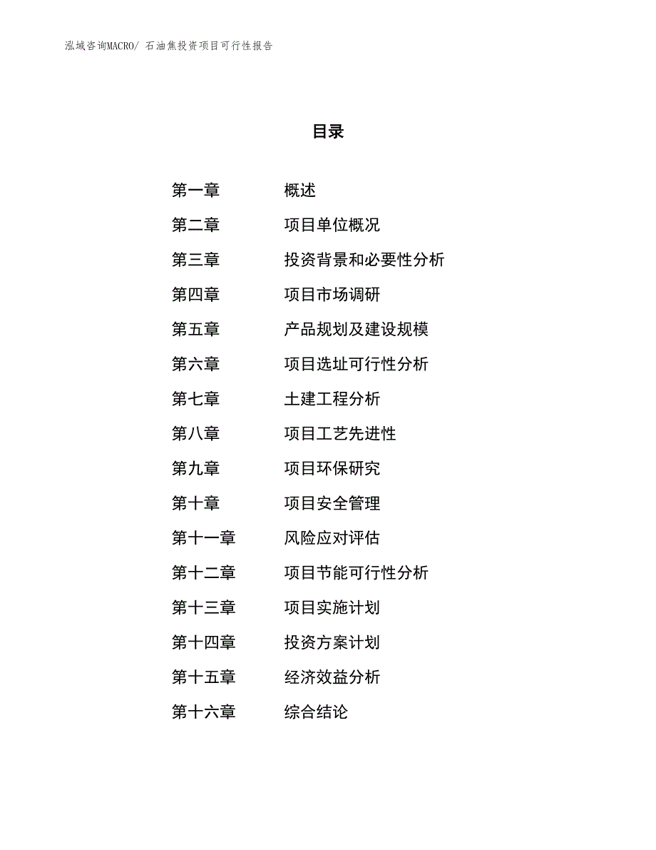 （项目申请）石油焦投资项目可行性报告_第1页