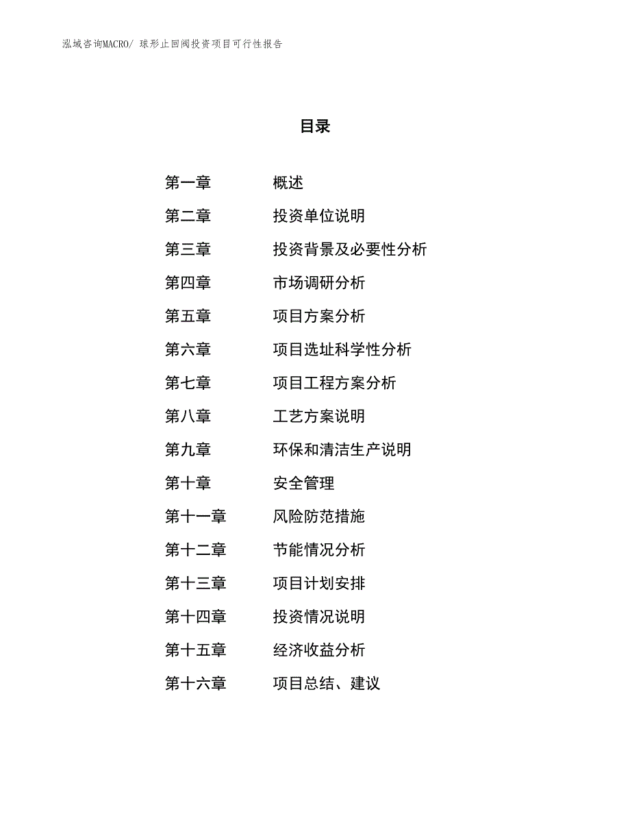 （项目申请）球形止回阀投资项目可行性报告_第1页